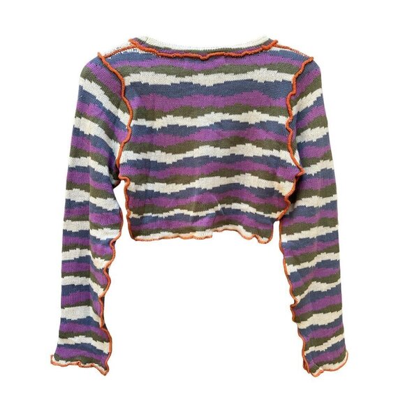 NWOT Grace Sweater Striped Knit Cropped Boho Hippie Women's Size Small - Picture 6 of 10